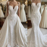 Detachable Skirt Wedding Dress, Lace Applique Wedding Dress, Formal Semi Formal Prom Dress